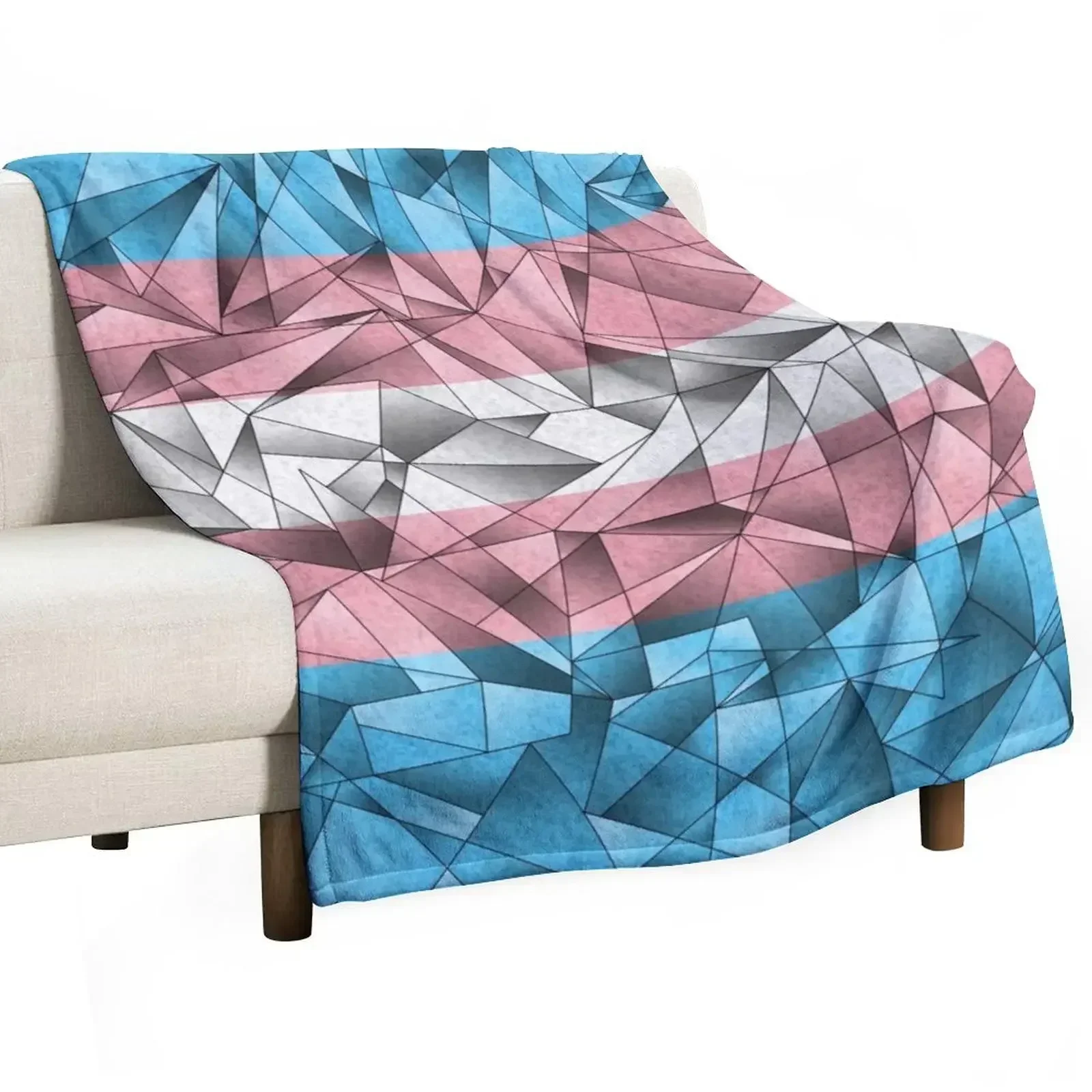 Abstract Fractal Triangles Transgender Pride Flag Pattern Throw Blanket Blankets For Baby Hairys Designers Blankets