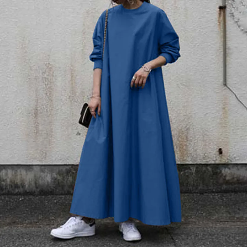 

Spring Temperament Leisure Loose Women Dress 2026 New Fashion Elegant Vintage Pullover Solid Color Autumn Women Dresses H809
