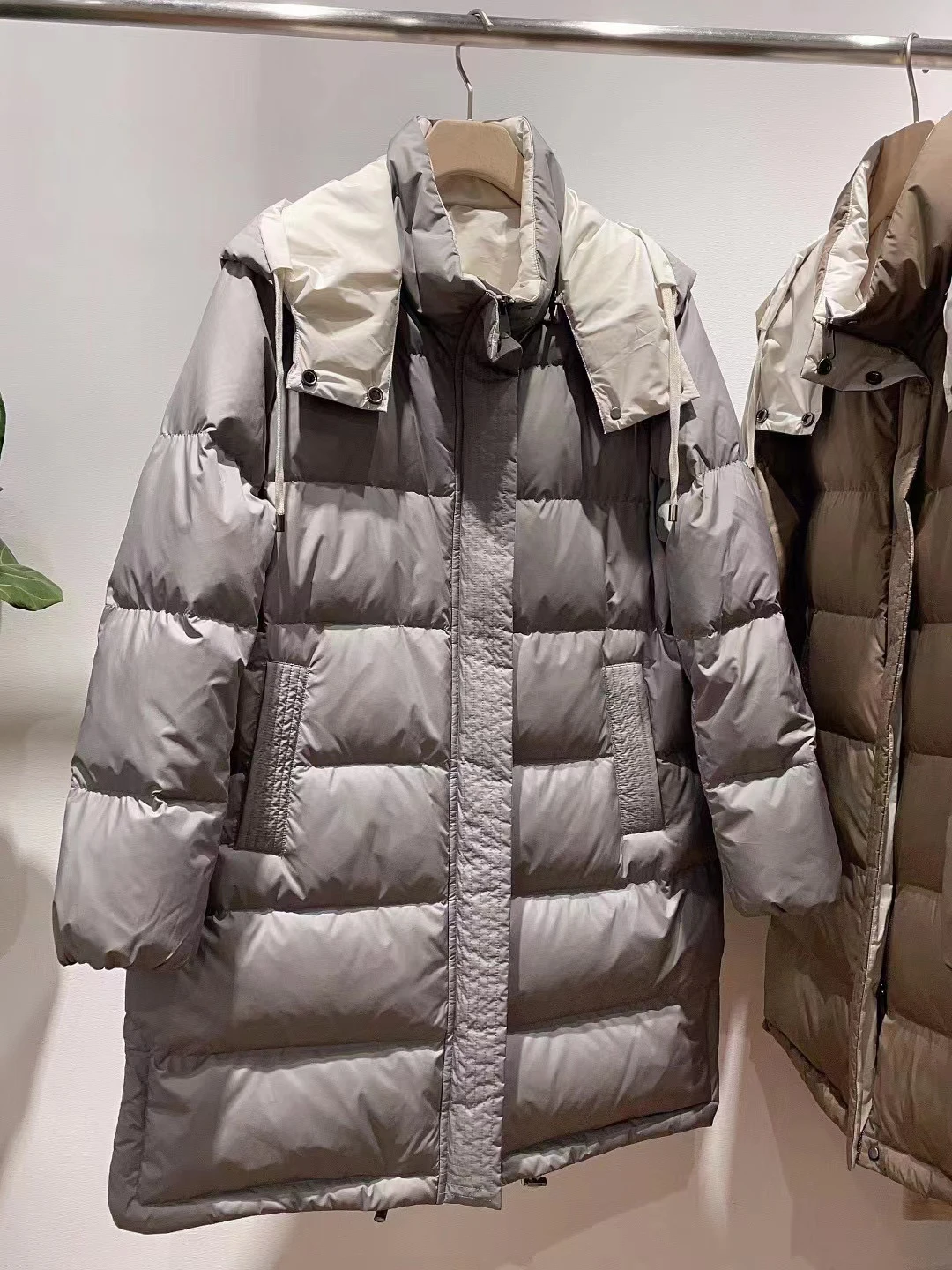 Goose Down Coat with Removable Hood, Casual Style, High Quality, Autumn and Winter