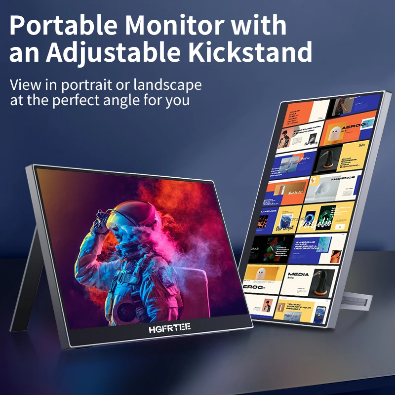 HGFRTEE 15.6 inch Portable Monitor 60Hz 1080P with HDMI USB-C Gaming Screen Extended Display for PC Laptop Mac Switch Xbox PS4/5