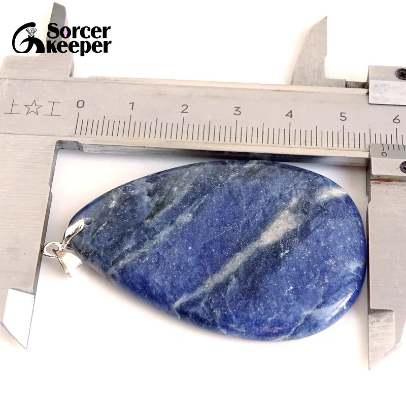 Natural Healing Gemstone Pendant Sodalite Crystal Water Drop Pendant Blue-vein Stone Quartz Polished Necklace Jewelry Gift BA688