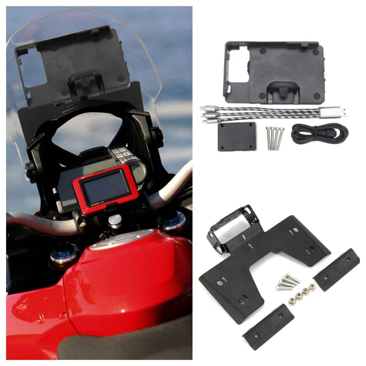 

Для DUCATI MULTISTRADA 1200 Multistrada 1200 2010 2011 2012, держатель для мобильного телефона с USB-зарядкой, GPS-навигатор, кронштейн