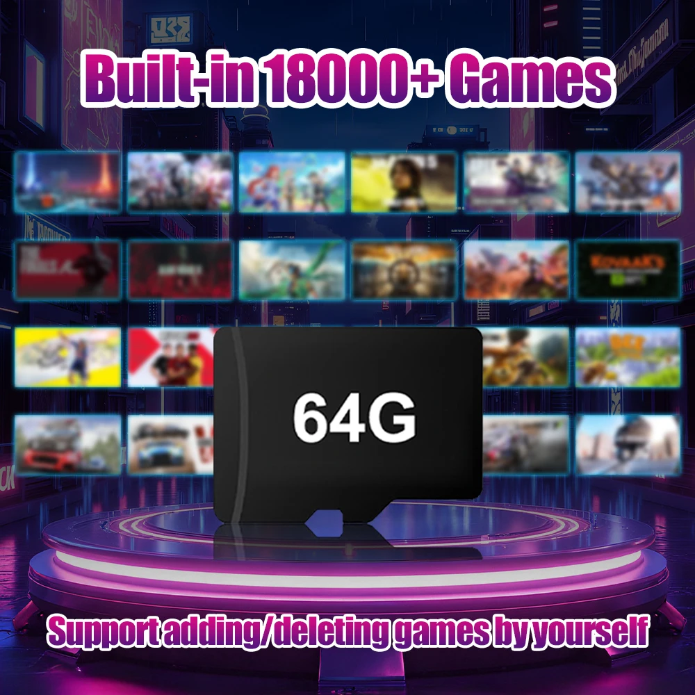 Karta TF 64G do konsol R36s, do N64/PSP/PS1/SS/NES/SNES/NDS/DC, wbudowana karta pamięci z 18494 grami, Plug&Play — zdjęcie produktu 2