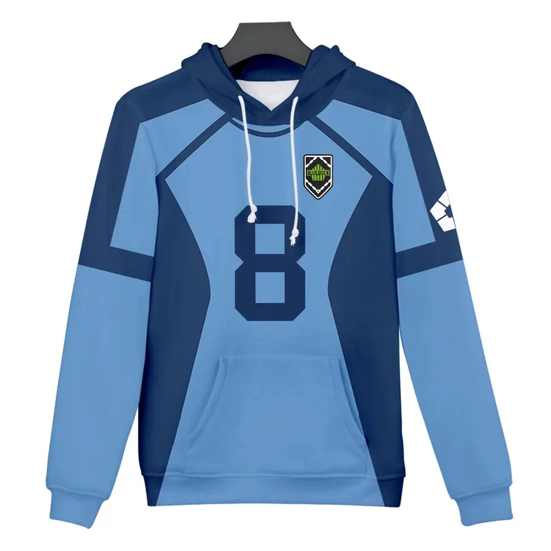 Толстовки с 3D принтом аниме Blue Lock для мужчин и женщин, толстовки с капюшоном большого размера, пуловеры с капюшоном, спортивный костюм в стиле Харадзюку, мужская одежда