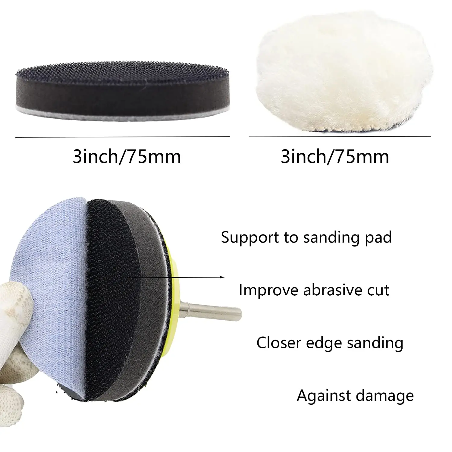 Bộ 102 Giấy Nhám 3 Inch Đĩa 60-3000 Nhám Giấy Nhám Với Backer Tấm Vỏ Mềm Xốp Đệm Lót và Miếng Đánh Bóng S