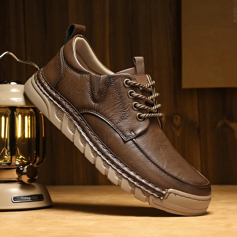 

Мужские повседневные винтажные туфли с мягкой стелькой, широкие размеры 39-47, нескользящая прочная подошва, дышащий верх, для активного отдыха и путешествий, классические, для досуга
