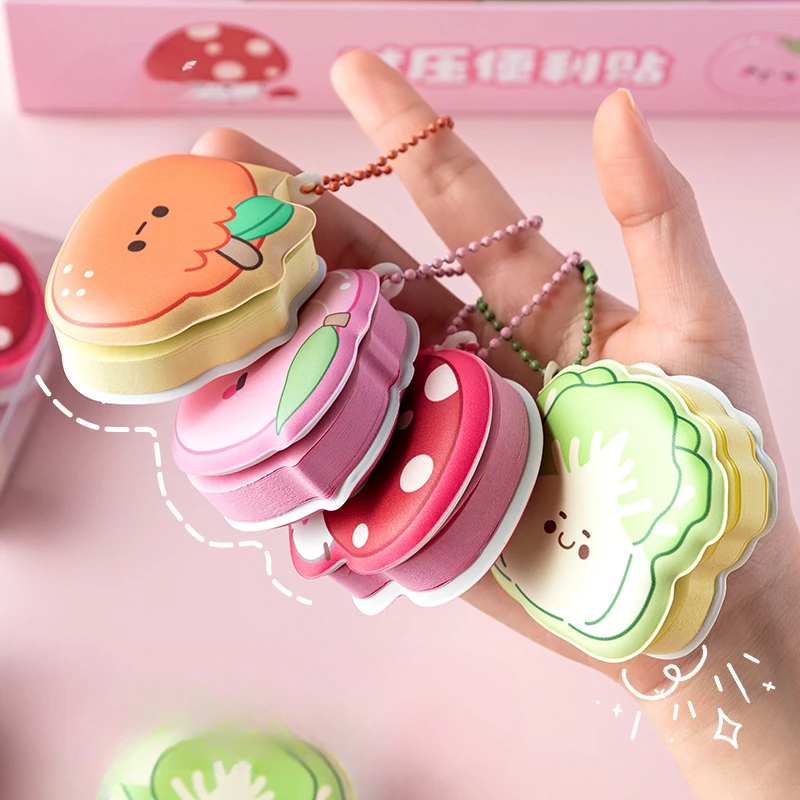 4Pcs Creative Cute Cartoon Food Series Stress Relief Elastic Memo Pad Mini Kawaii  Pendant Notepad Soft Silicone Cover Girl Gift