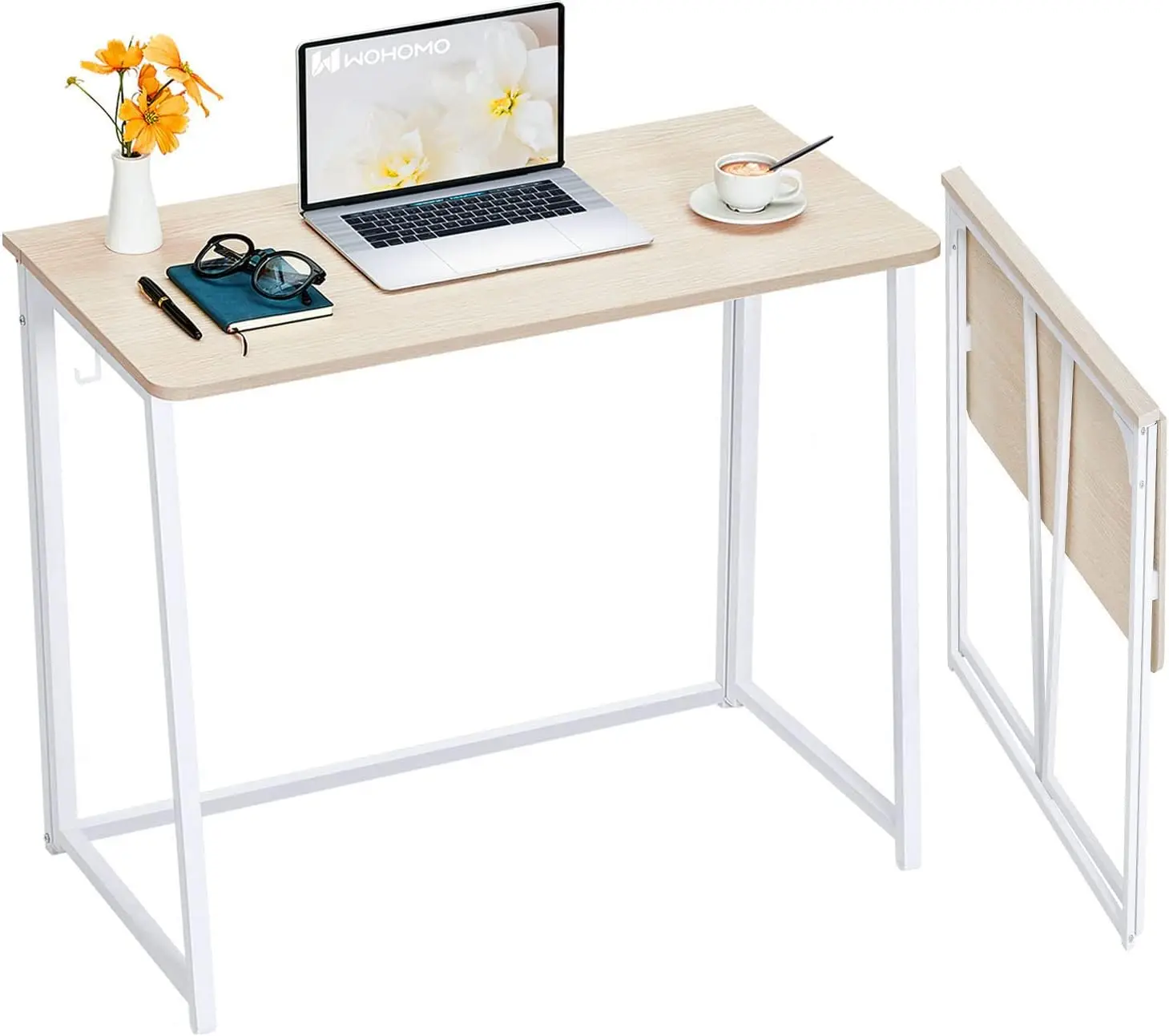 

Folding Desk, Small Foldable Desk 31.5' for Small Spaces, Space Saving Computer Table Writing Workstation for Home Office