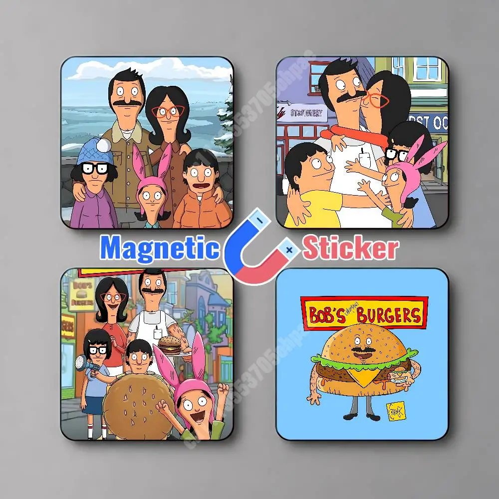 Cartoon B-Bob B-Belcher's Burgers Magnetic Sticker Reflective Fridge Decal for Metal Surfaces Magnet Sign
