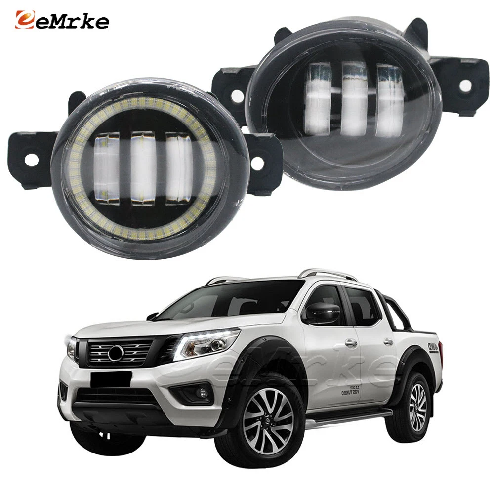 EEMRKE LED Angel Eyes DRL Ring + Fog Lights for Nissan Navara D23 NP300 Frontier 2015-2021 Car PTF Daytime Running Lamp Assembly