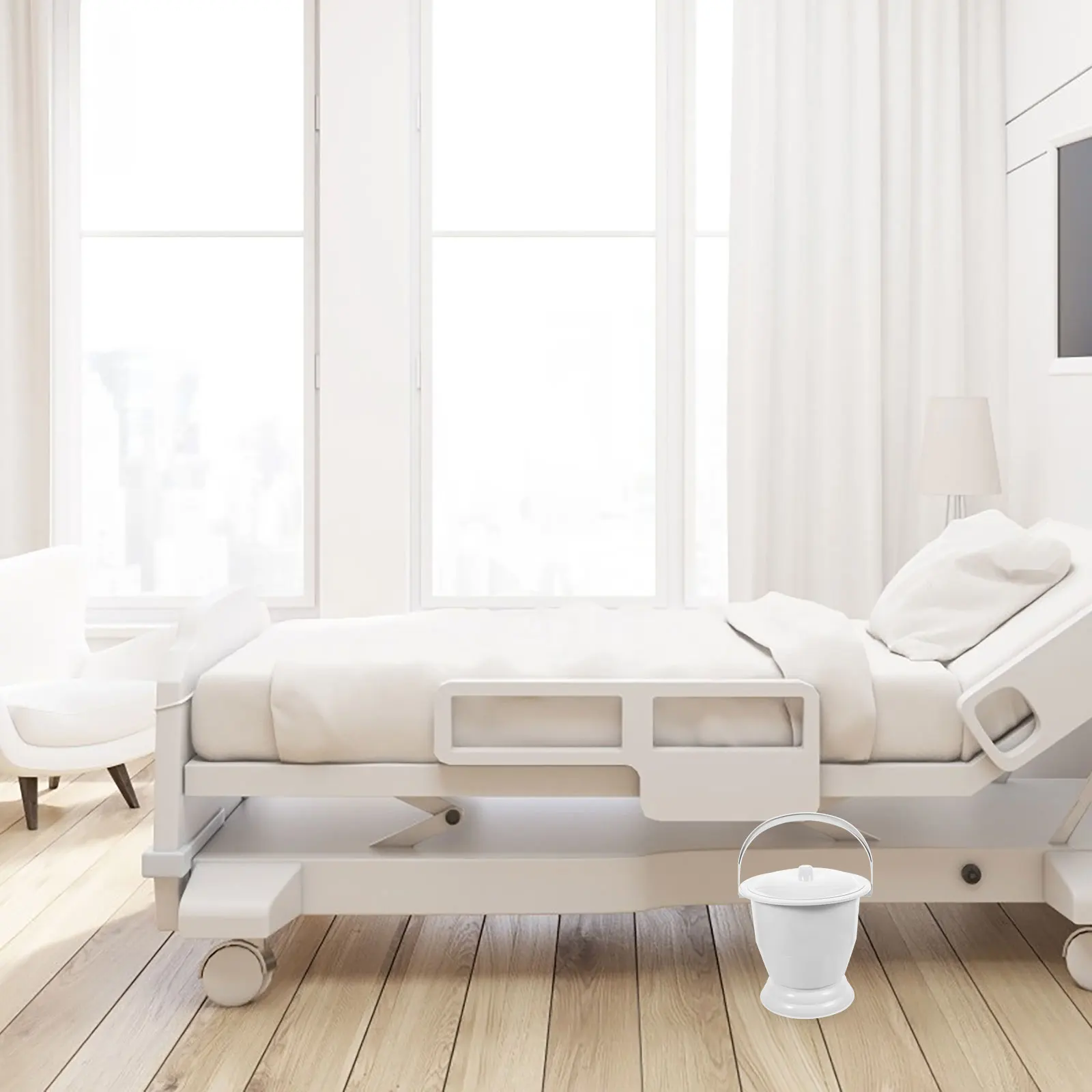 

Портативная камера для мочи, пластиковое судно для взрослых, легкий, компактный, с крышкой, герметичный, с гладкими краями, легко чистится, для дома