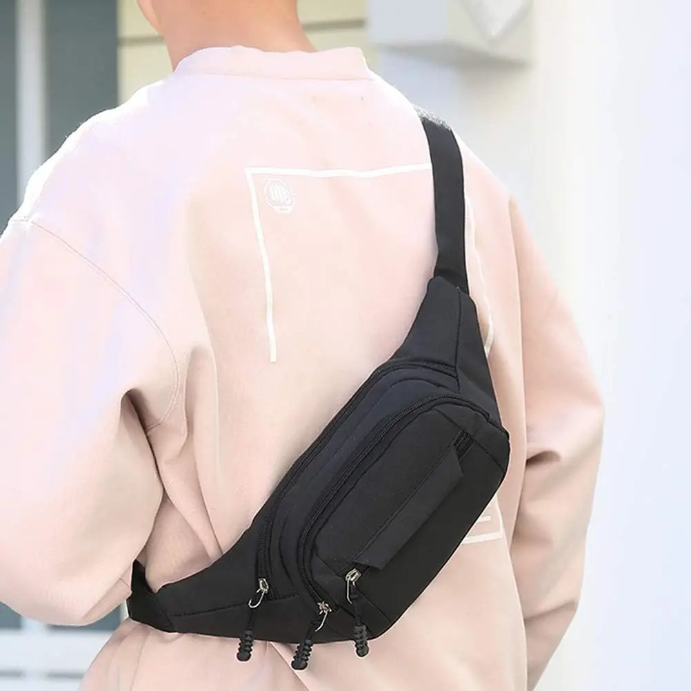 حقيبة خصر للرجال مع 4 حزام قابل للتعديل بسحاب وحقيبة خصر من قماش أكسفورد، حقيبة خصر للجري مقاومة للماء للجنسين لتشغيل ركوب الدراجات