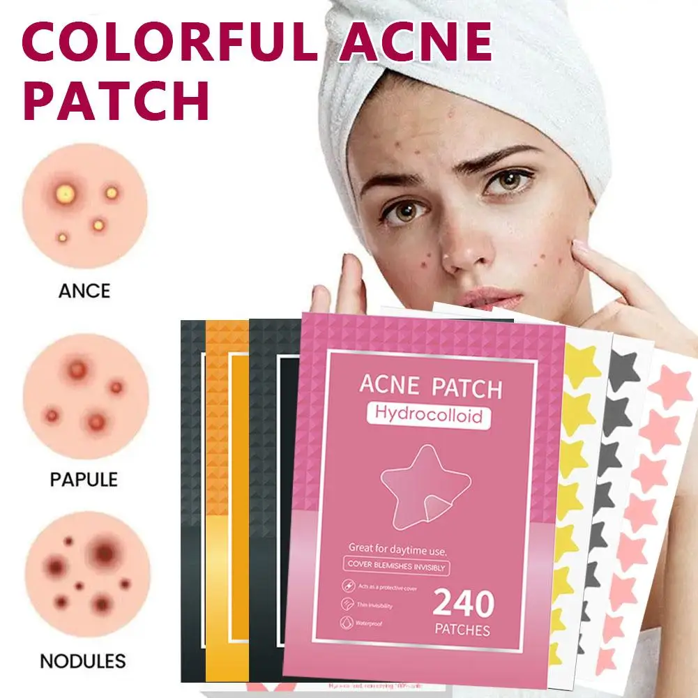 

30/240pcs Star Acne Patch Mild Non-irritating Lightens Acne Hydrocolloid Acne Sticker For Blackheads Closed Comedone New Q9F7