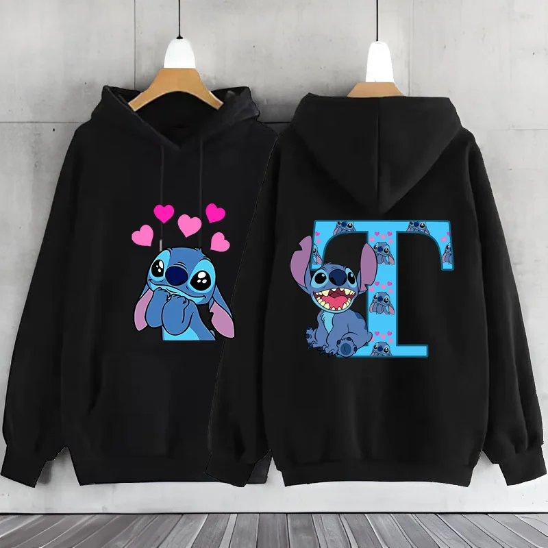 Stitch Disney Hoodie Y2k Clothes 26 English Letters Hooded Shirt Woman Clothes Long Sleeve Stitch Women\'s Y2k Hoodie Clothes