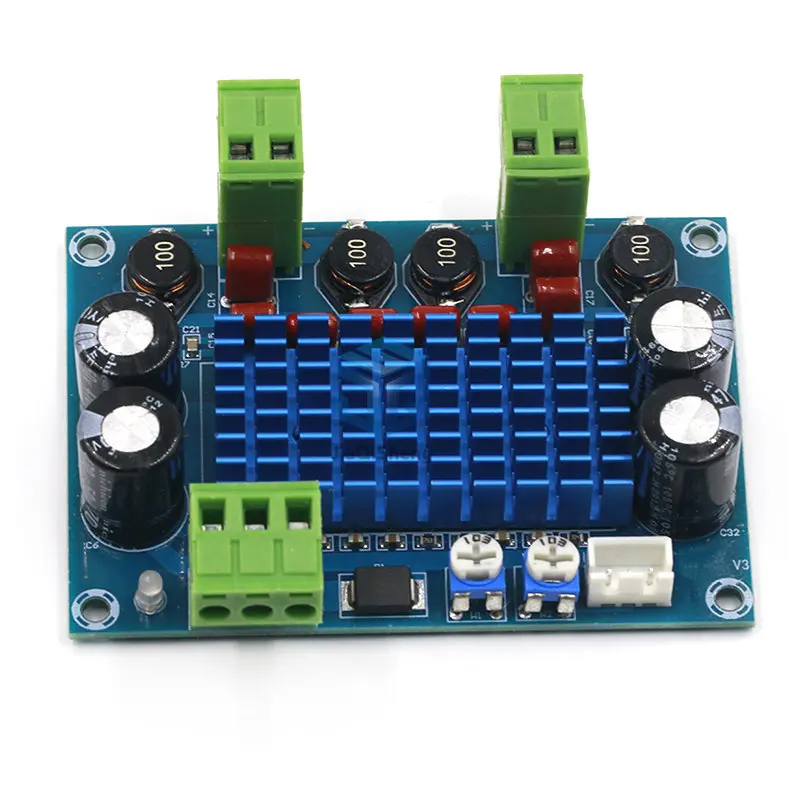 High Power Digital HIFI Power Amplifier Board 2*120W XH-M572 TPA3116D2 Chassis Dedicated Plug-in Input 5V 24V 28V output 120W