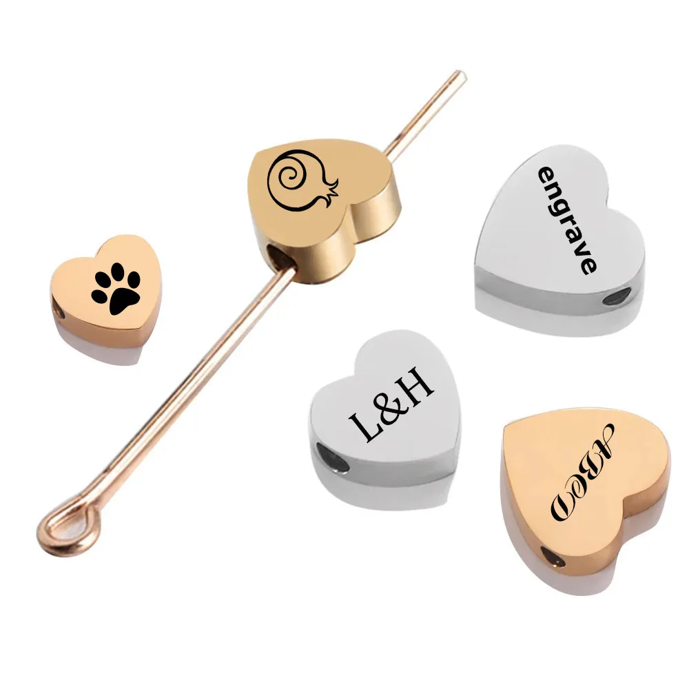 20Pcs Engrave Heart Shape Beads Stainless Steel Stamping Connectors Charms for DIY Necklace Bracelet Jewelry Making