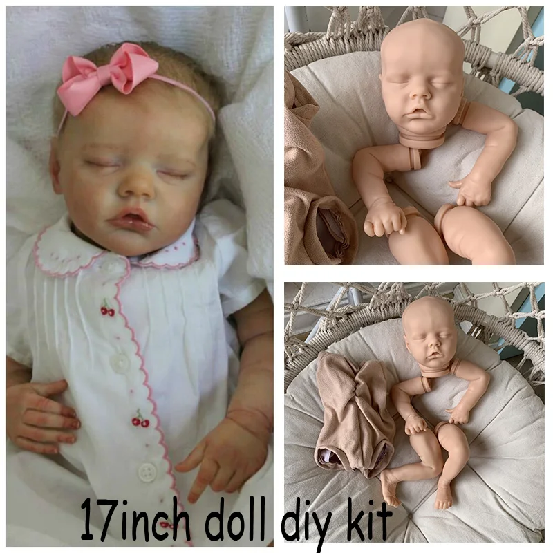 17inch Reborn Doll Kit Newborn Baby Lifelike Real Soft Touch Fresh Color Unfinished Unpainted Doll Parts DIY Blank Doll Kits