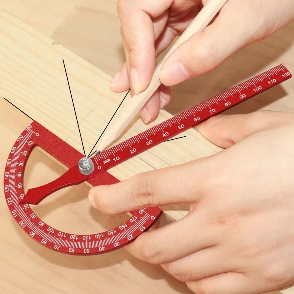 Multifunctional Angle Marking Protractor Aluminum Alloy Angle Measuring Angle Measurement Tool Marking Ruler High Precision