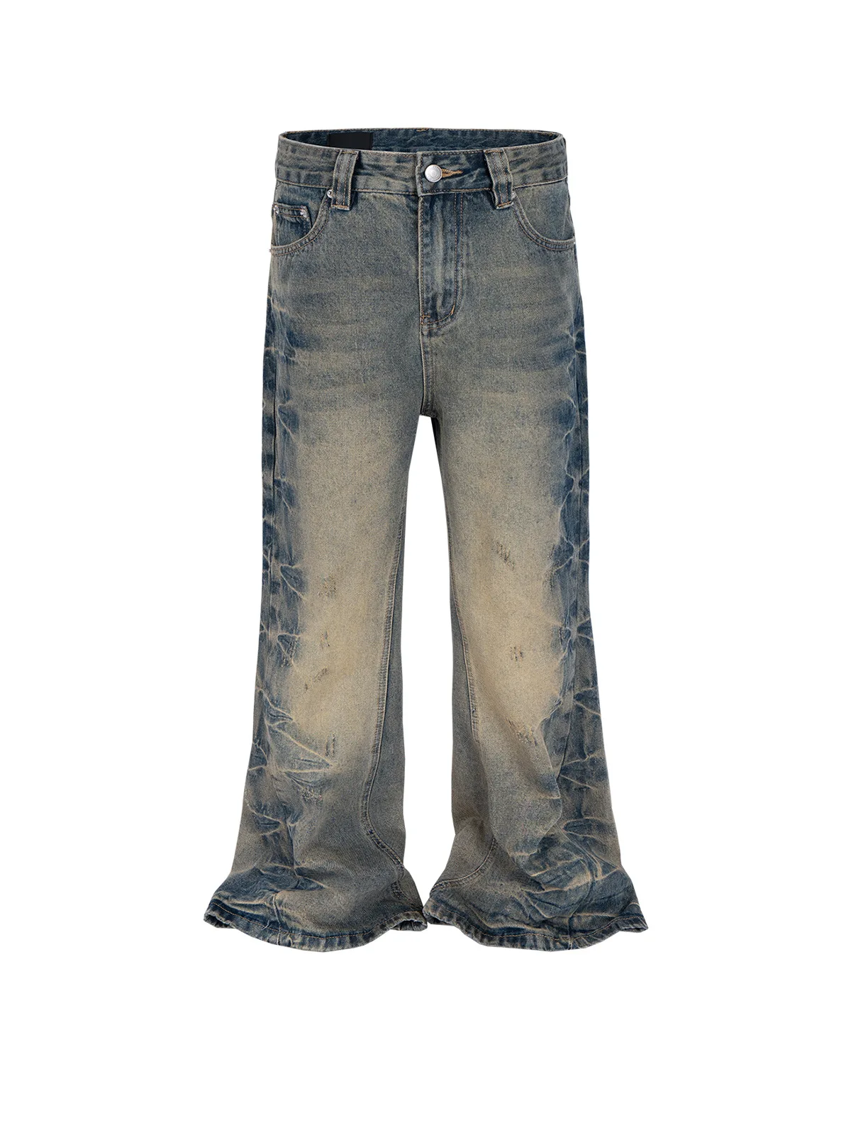 MIJKO بنطال جينز رجالي كلاسيكي مغسول ملابس الشارع كاجوال من قماش الدنيم للجنسين #6