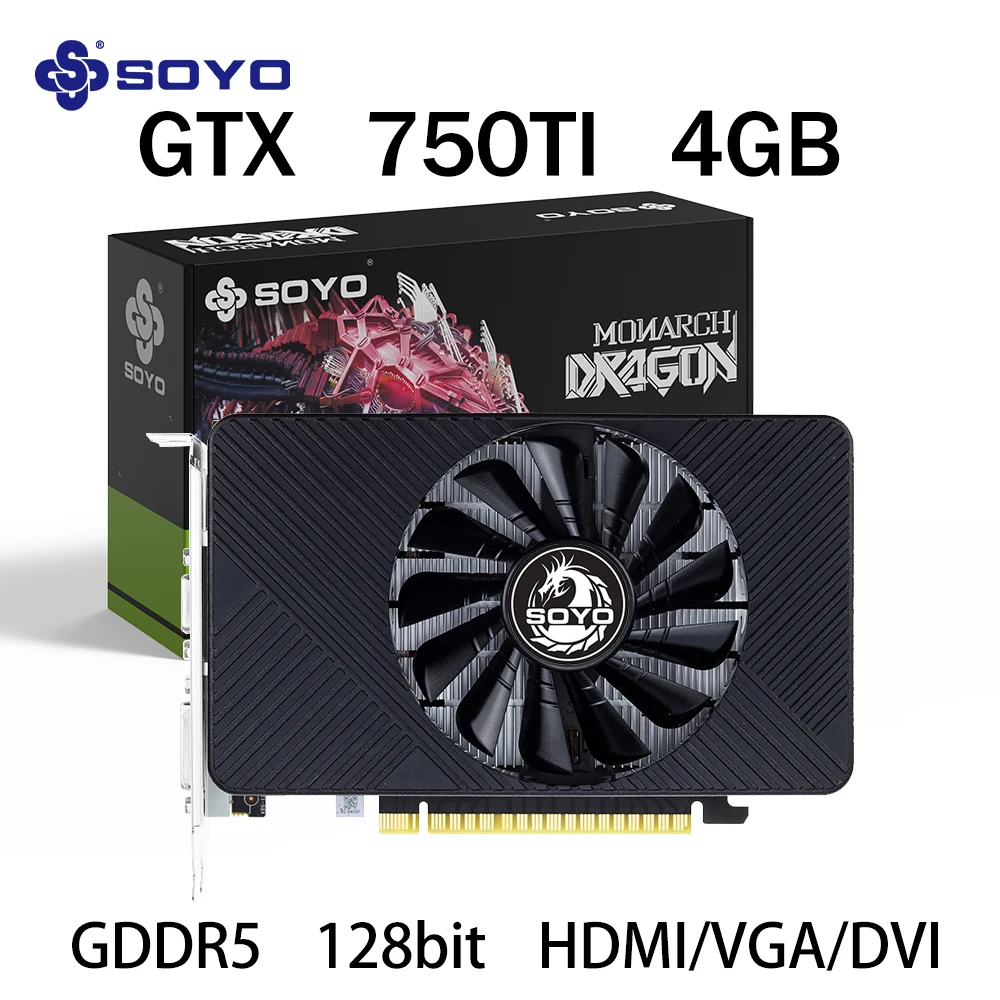 

NVIDIA GPU GTX 750Ti 4G Graphics Card SOYO GDDR5 128Bit 28nm PCI-E 3.0 Gaming Video Cards Desktop Computer components GTX750Ti
