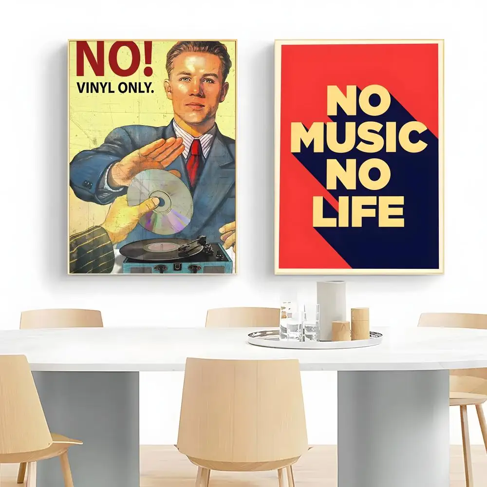 Retro Music Theme Mid Century Retro Vinyl Records Poster Wall Art Print Decorative Mural Home Decor Gift Unframed