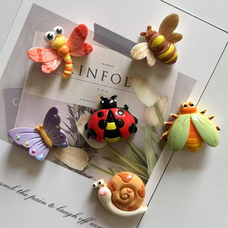 6pcs Funny Sweet Insect Series Butterfly Ladybug Refrigerator Magnets Creative Mini Fridge Magnet Decorative