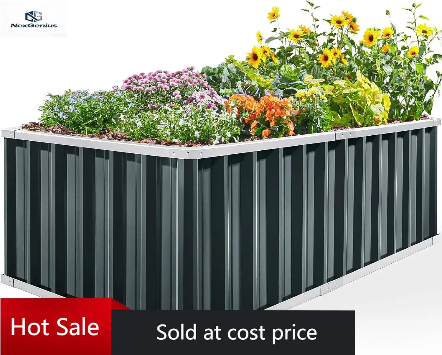 

KING BIRD Raised Garden Bed 68" x 36" x 24" Heightened Galvanized Steel Metal Planter Box Outdoor for Deep-Rooted Vegetables, Fl