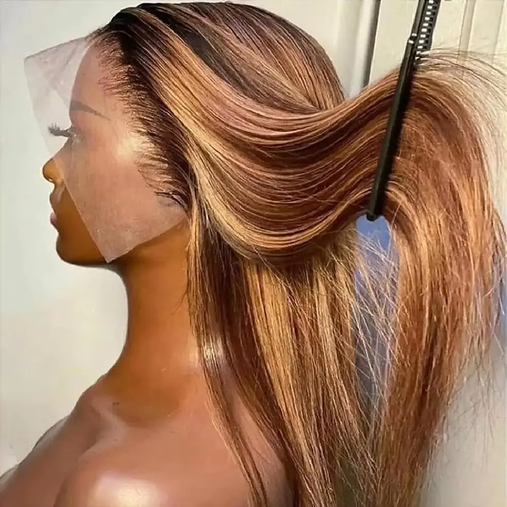 

30 34 Inch 4/27 Highlight Human Hair Wig 13X4 Lace Frontal Straight Human Hair Wig 5x5 Wig 200 Density Brazilian Human Hair Wig