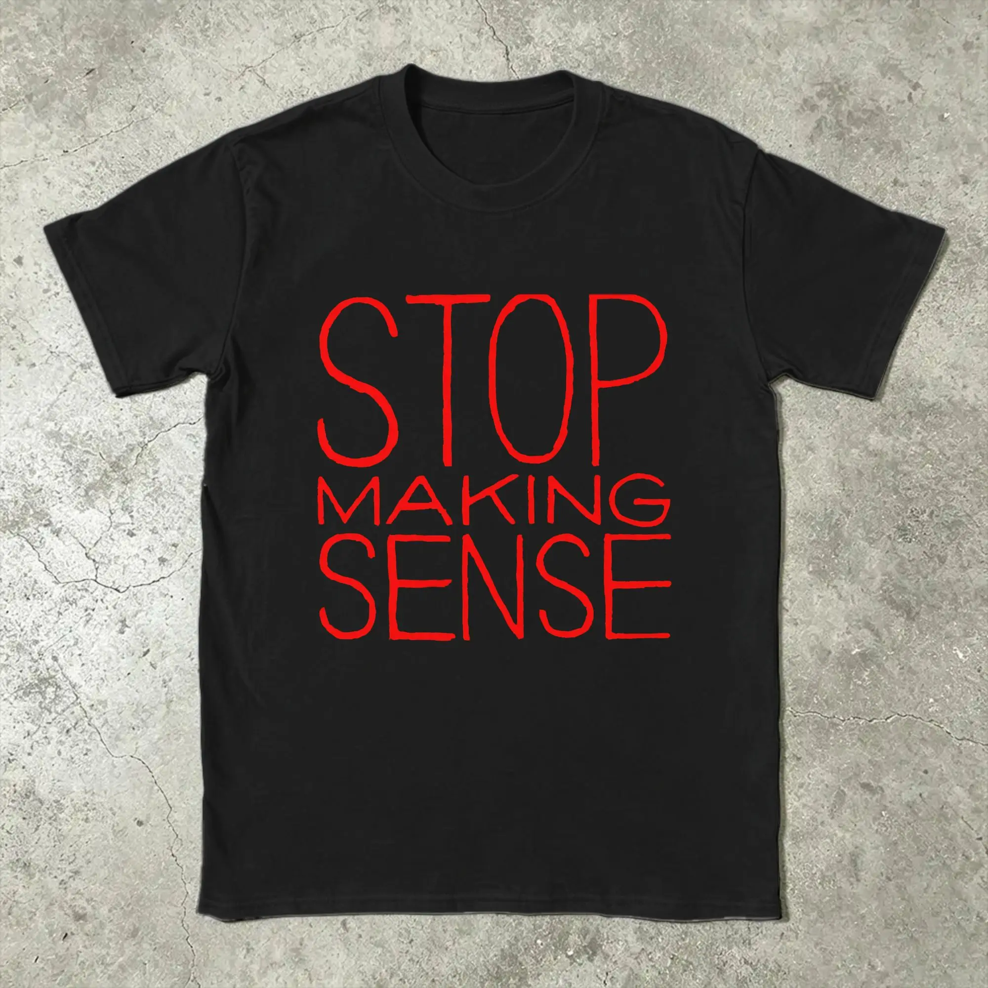 Vintage T-Talking H-Heads Band T-Shirts for Men Crewneck Cotton T Shirt Stop Making Sense Short Sleeve Tees Plus Size Clothing