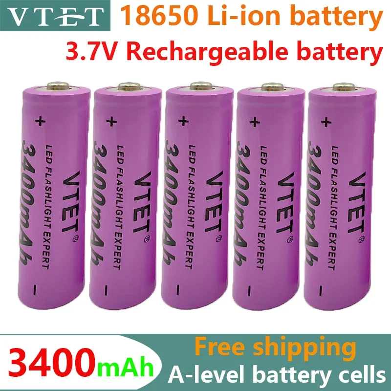 2025 New 18650 Battery Lithium Rechargeable  3400mAh Lithium Battery 3.7 V for Bright Flashlight Toy Rechargeable Battery