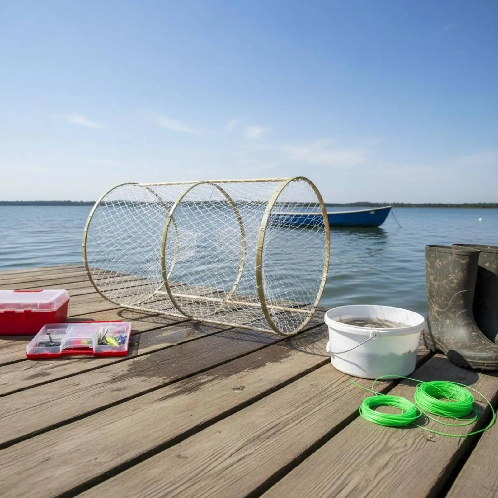 Strong Plastic Fishing Basket Cage with Funnel Trap for Carp Catfish Turtle Anglers