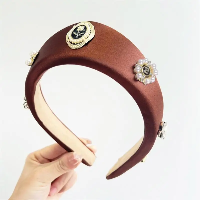 

P9FE Stylish Rose and Pearls Headbands Fashion Hair Accesory for Weddings and Parties