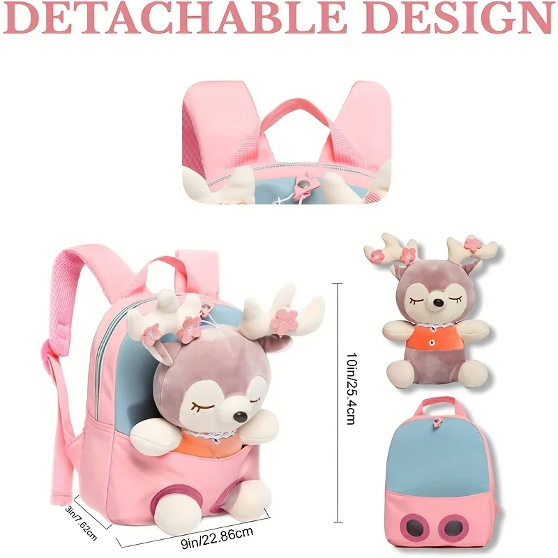 Cute Toddler Backpack for Girls, Mini Baby Girl Backpack for Toddler Girls Toys 2 3 4 5 6 Years Old, Kids Plush Toys