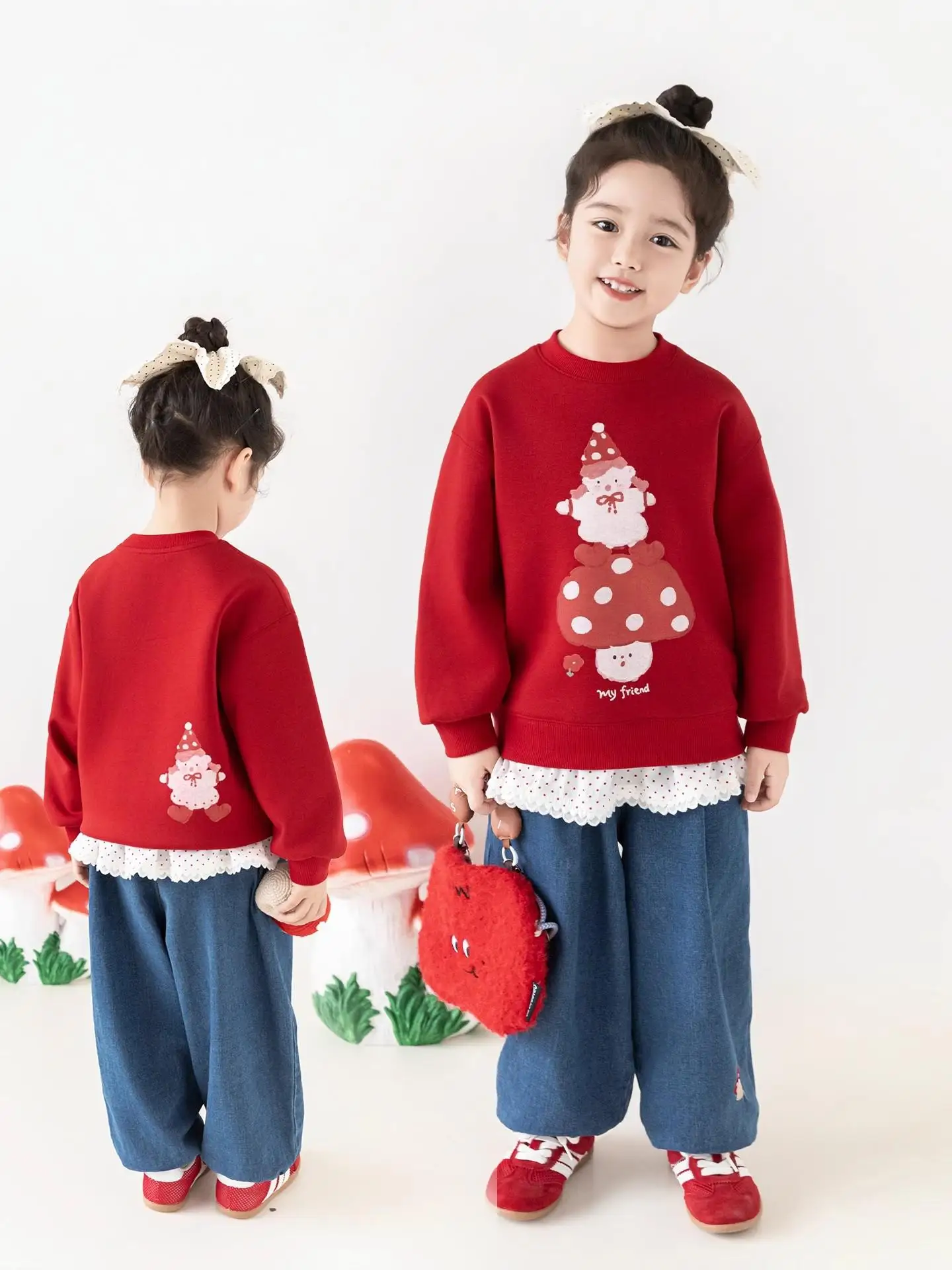 

Girls Cartoon Pet Print Hoodie Autumn Happy Fit Cloud Touch Fabric Cute Animal Relaxed Slim Fit Sweatshirt Top Ages 1-7 Years