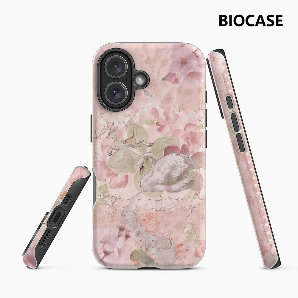Rosa Schwan & Hirsch Handyhülle für Magnetische Handyhülle für iPhone 17 16 15 14 13 Pro Max Plus Einzel- und Doppelschichtige Robuste Hülle