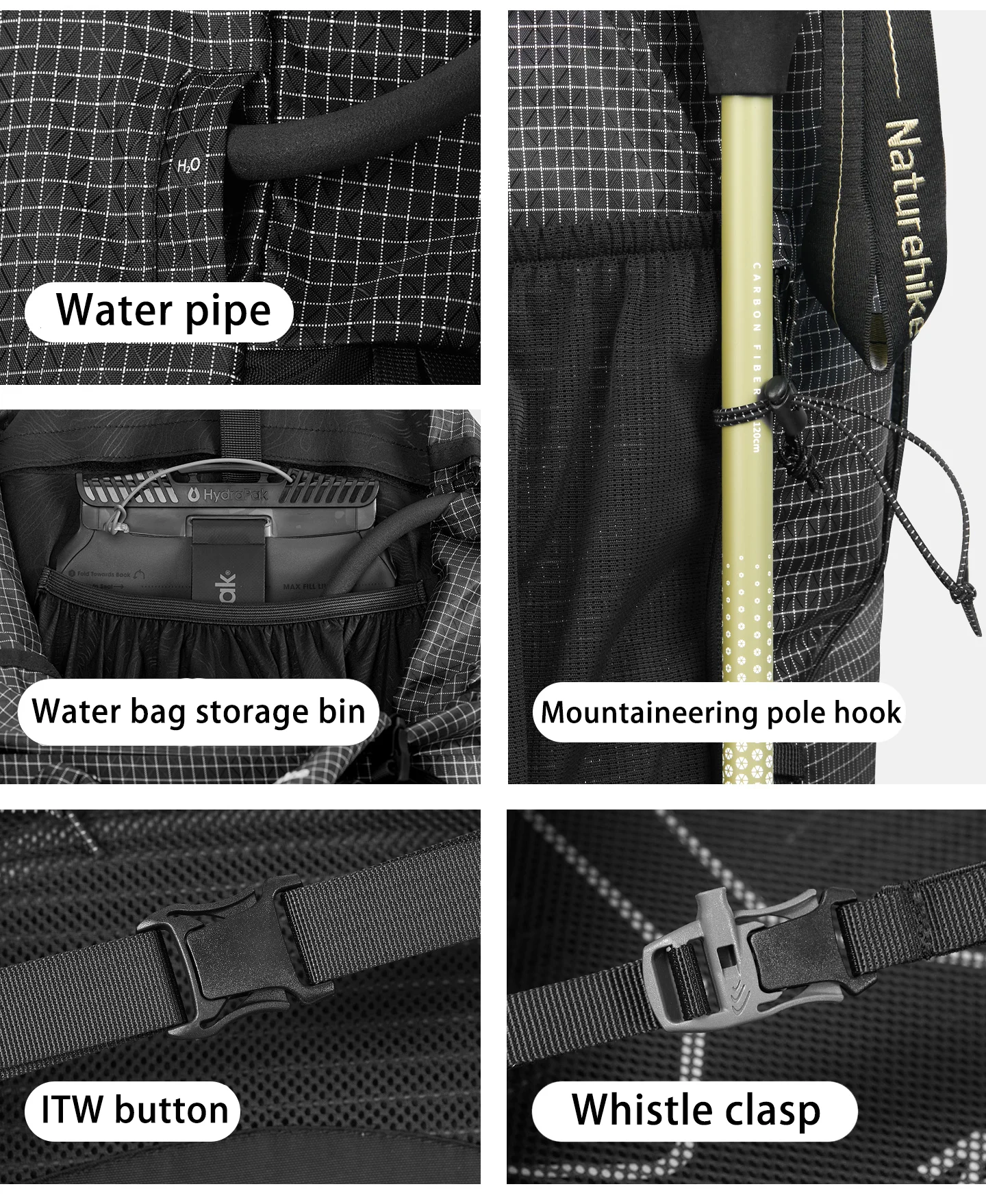Naturehike Rock 2.0 Outdoor 30L 45L 60L Rahmenrucksack Reise Großvolumiger Wanderrucksack Wasserdichter Mochila Aluminium-Regenschutz Kletterrucksack – Detail 23