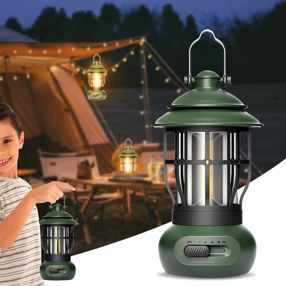 LED Camping Lantern Portable Tent Lamp USB Rechargeable Camp Lamp 3 Lighting Modes Tent Light for  Outdoor Hiking Climbing Yard