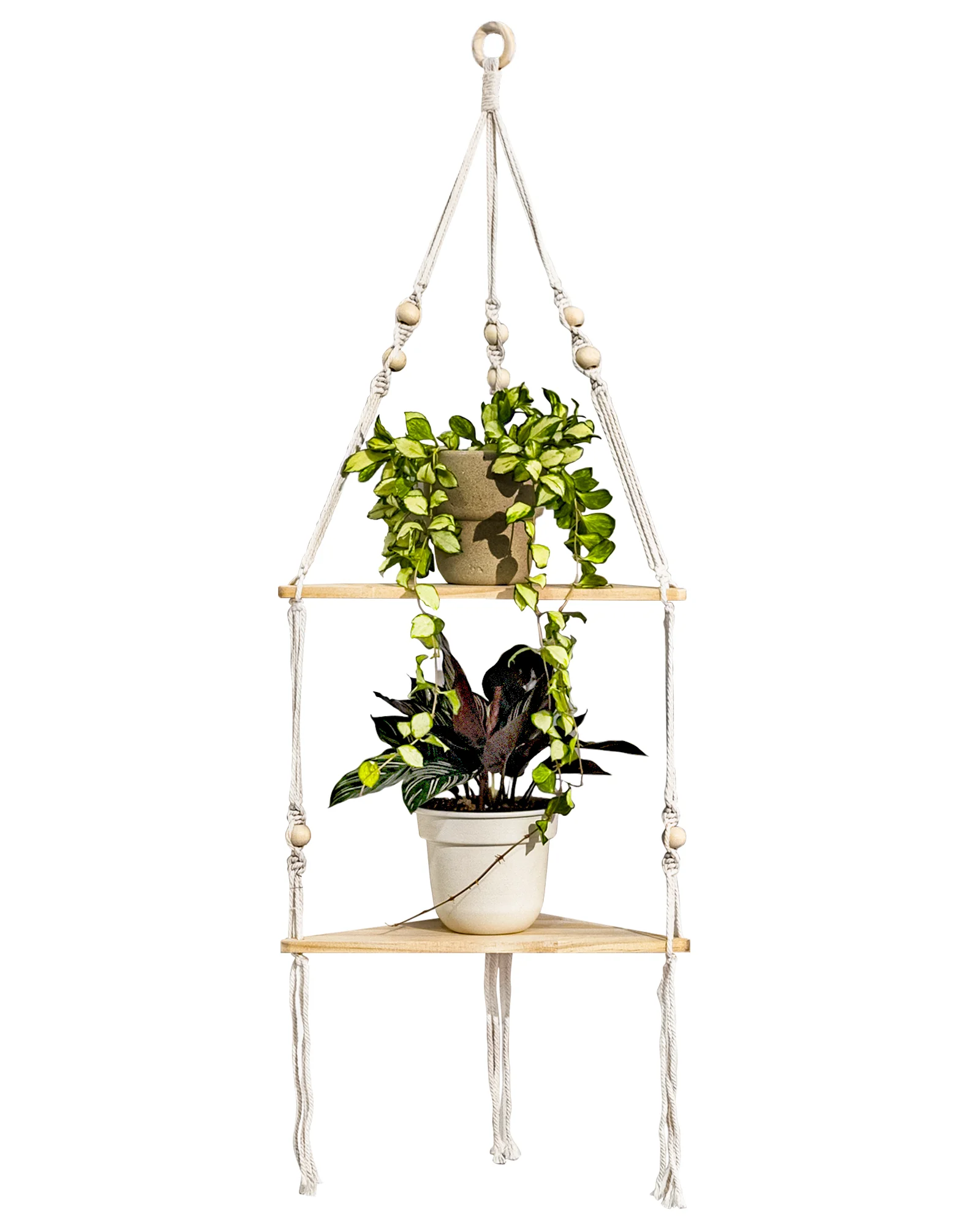 

Bamworld Corner Plant Shelf Indoor Wall Plant Holder Boho Plant Stand Wood Handmade Woven Hanging Shelf Stand Living Room Decor