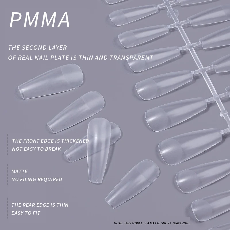 Nail Tips Press On Fake False Acrylic Soft Gel Nails - Fingernails Short Woman Capsule for Nails Almond Coffin Full Cover Matte