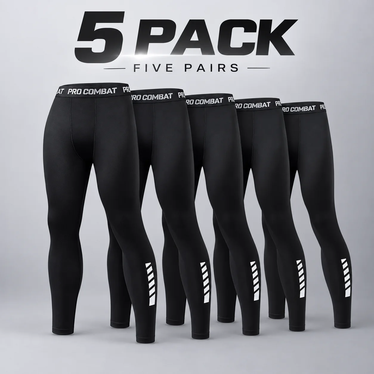 1/2/5 Pack Men's Compression Leggings Ice Silk Reflective Print Quick Dry Stretch Running Basketball Gym Training Running Tights