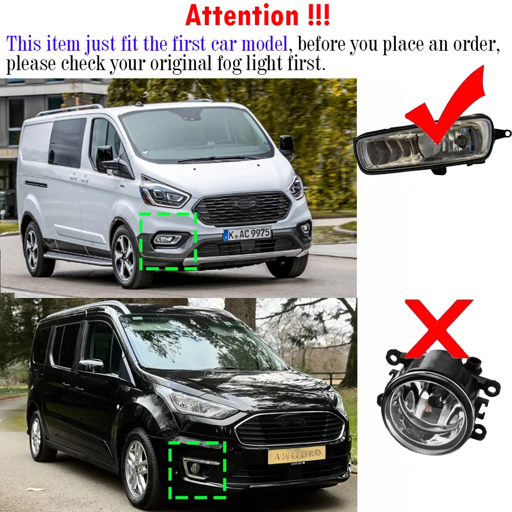 2 X Car Fog Light Assembly For Ford Transit Tourneo Custom Facelift 2019 2020 2021 2022 55W Fog Lamp Lampshade with H11 Bulb 12V