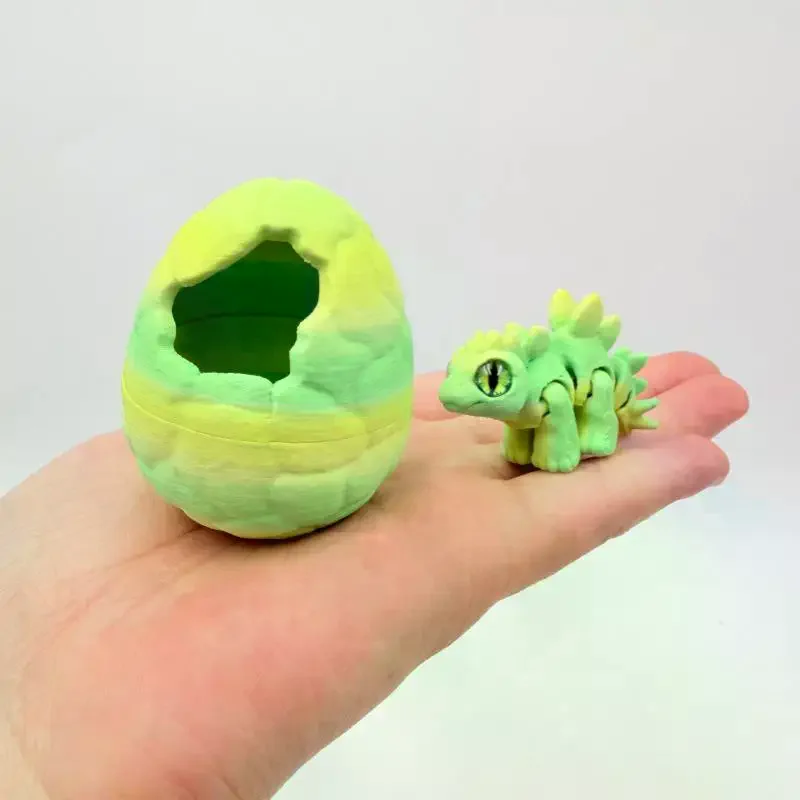 Whimsical 3D Printed Cracked Dinosaur Egg Triceratops Figure for Holiday Ornaments