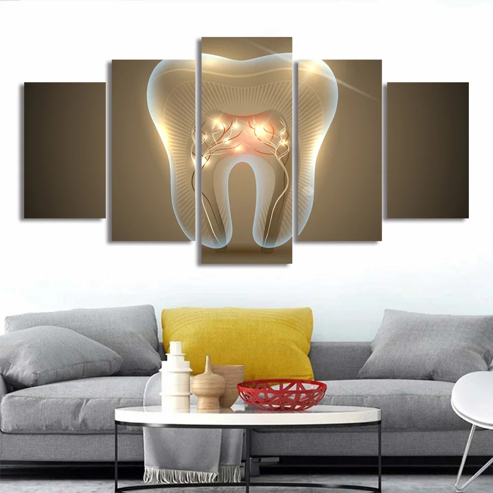 No Frame Canvas 5Pcs Geometric Tooth Dental X-Ray Wall Art Posters Pictures Paintings Home Decorations Room Decor 15