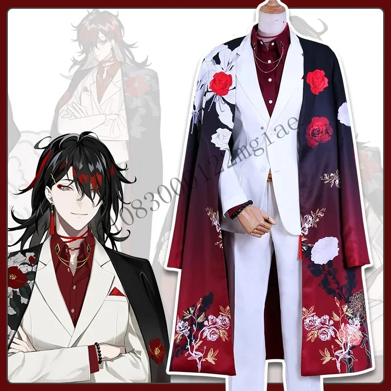 Vtuber Hololive Cosplay Anime Costume Halloween Party Luxiem Vox Akuma Kimono Cloak Suit Set CMM221