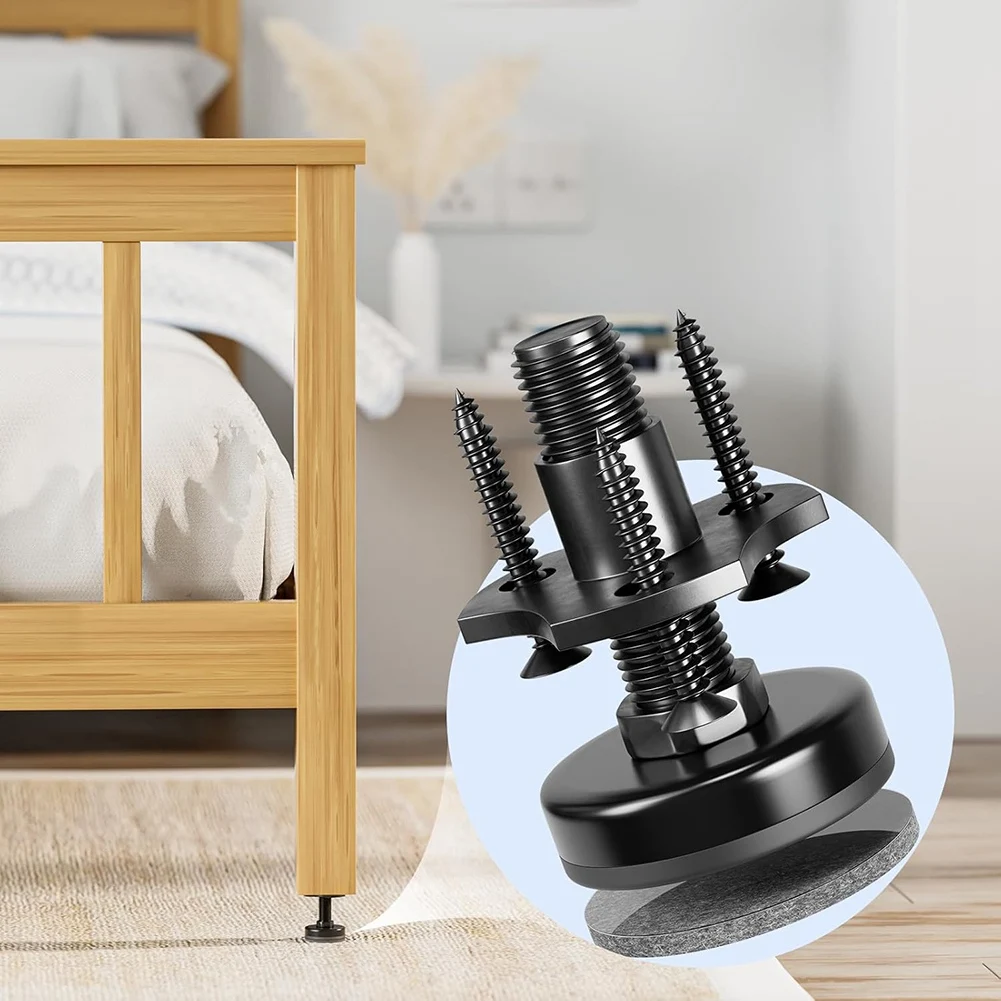

ABAH-Adjustable Leveling Feet, 3/8Inch-16 Thread T-Nut Kit Furniture Levelers Table Feet, Heavy Duty Leg Levelers