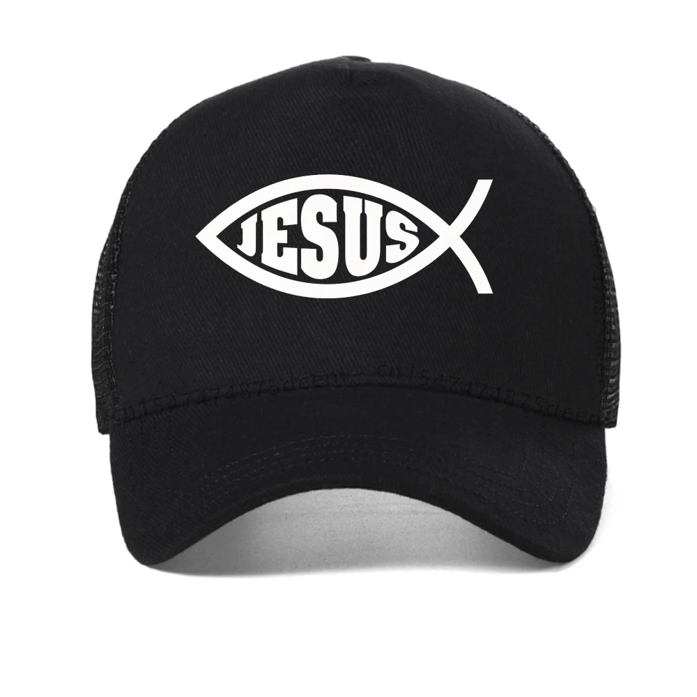 

Jesus Fish Christ Printing baseball cap For Man Woman Christian Jesus Faith Inspirational Fashion cap outdoor mesh snapback hats