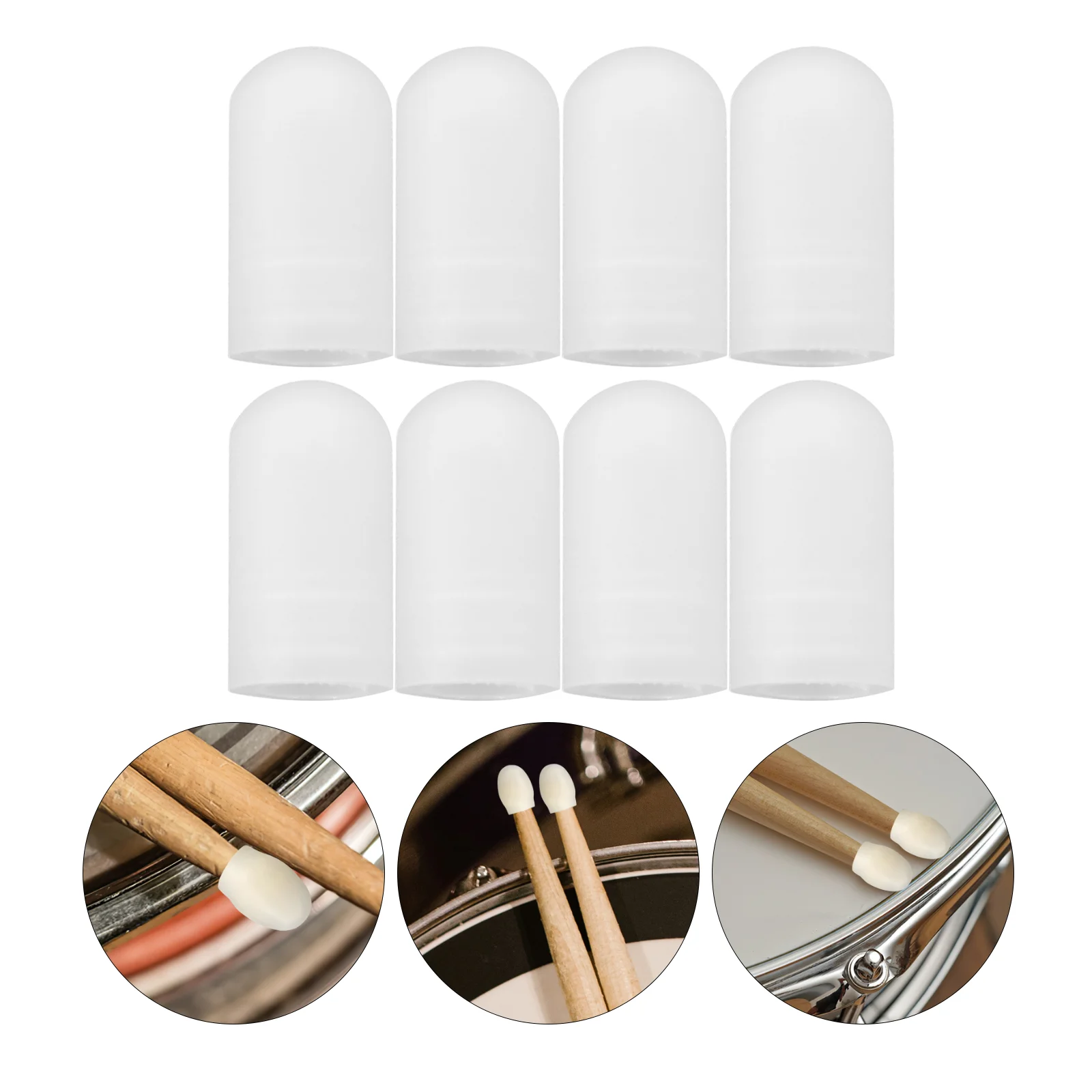 Capuchons de protection pour baguettes, 10 paquets, pointes légères et silencieuses en Silicone, couleur blanche, rangement facile, accessoires de tambour, muet à Percussion