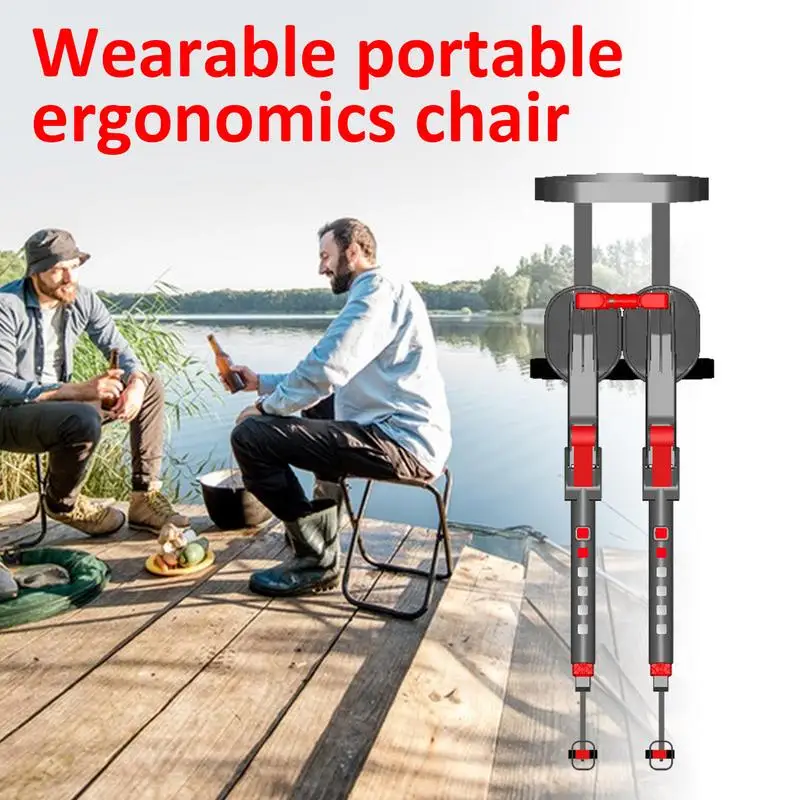 Wearable Chair Chairless Chair Wearable Leg Brace Portable Folding Outdoor Invisible Fishing Stool Wearable Leg Ergonomics Seat