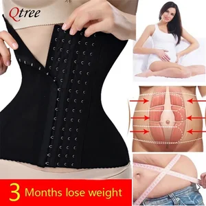 Qtree 드레스 슬리밍 허리 트레이너 벨트 셰이프웨어 여성 배꼽 Cincher Body Shaper 지방 압축 스트랩 girdles 회사 후크 코르셋 12 최고의 판매 지방 연소 - №6