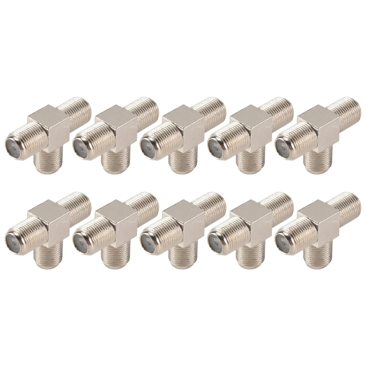 ABFI 10-Pack 3-way F-Type Coax Cable Splitter Combiner Female to 3 Female for Video VCR Antenna TV Cable Satellite,silver